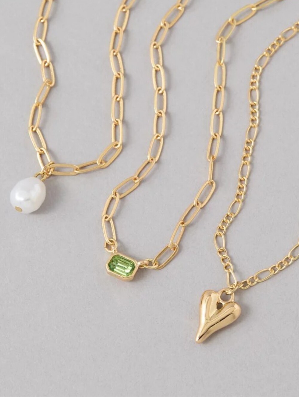 AEO - Light Green And Cubic Zarconia Pendant Necklaces 3 Pack